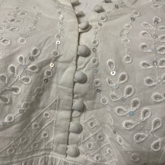 Free People Sea of Love Blouse Ivory NWOT Boho Eyelet Bell Sleeve - Picture 3 of 11